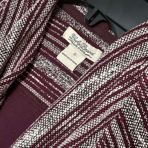 Lucky Brand Sweater Striped Open Front Moto Asymmetrical Zip Boho Cardigan Small - Picture 8 of 8